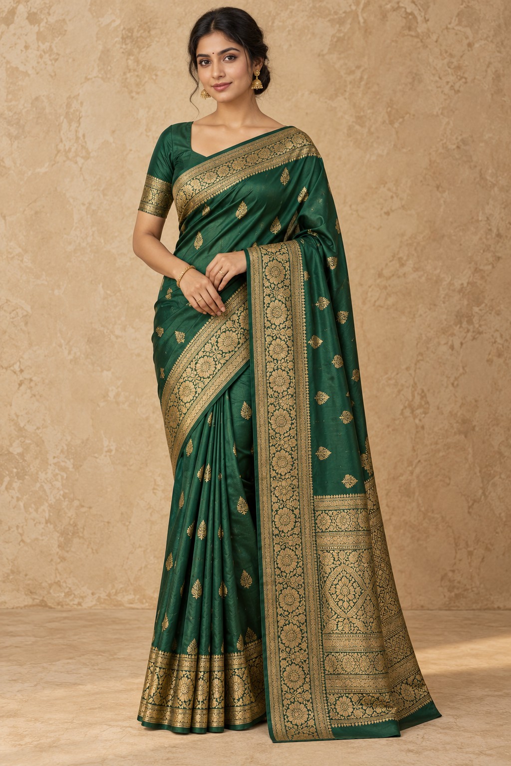 Emerald silk saree concept image